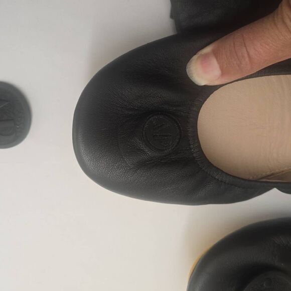 April Parker-Perfect Flat Ballet Shoes 9- Blk Leather Foldable Sole & Travel Bag - Picture 4 of 13